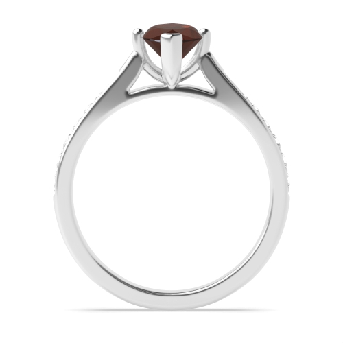 Pave set tapered shank Garnet Engagement Rings