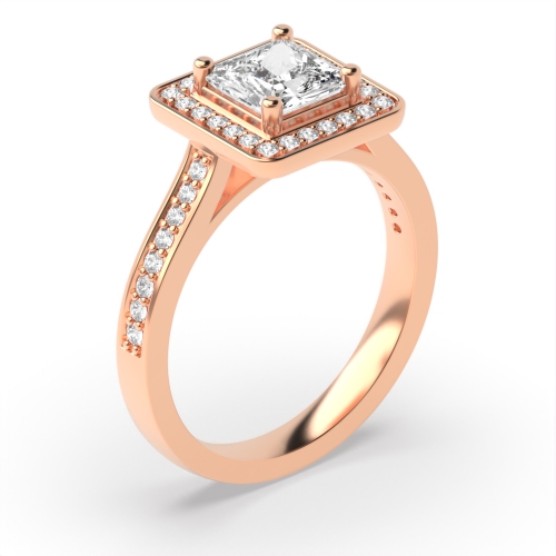 4 Prong Setting Princess Shape Classic - Best Seller Halo Diamond Engagement Rings