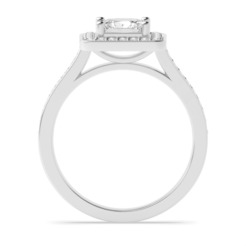 4 Prong Princess Pave Set Shank Halo Engagement Ring