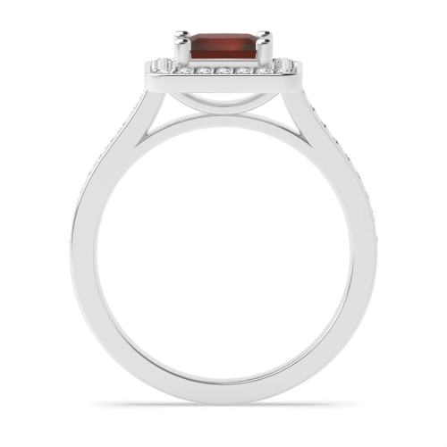 4 Prong Princess Pave set shank Garnet Halo Engagement Rings