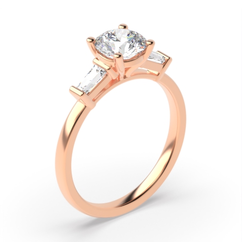 4 Prong Round Rose Gold Tapered on side Engagement Rings