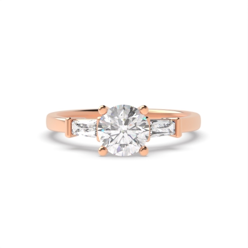 4 Prong Round Rose Gold Tapered on side Engagement Rings