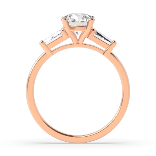 4 Prong Round Rose Gold Tapered on side Engagement Rings