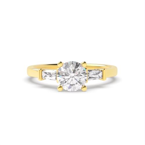 4 Prong Round Yellow Gold Tapered on side Engagement Rings
