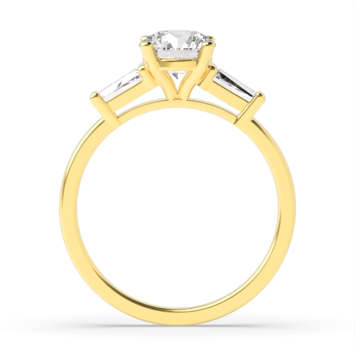 4 Prong Round Yellow Gold Tapered on side Engagement Rings