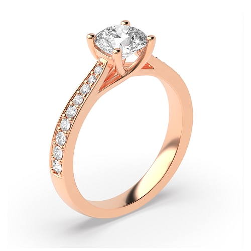 Round Rose Gold Classic tappered shoulder Engagement Rings