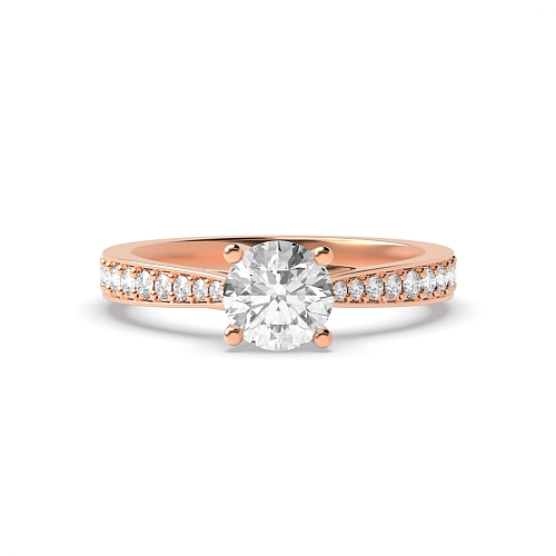 Round Rose Gold Classic tappered shoulder Engagement Rings