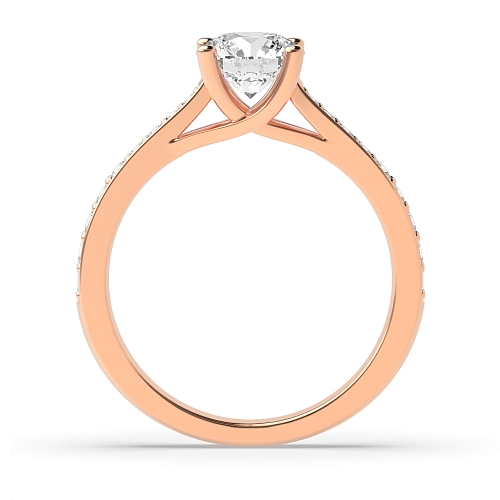 Round Rose Gold Classic tappered shoulder Engagement Rings