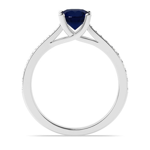 Round Classic tappered shoulder Blue Sapphire Engagement Rings