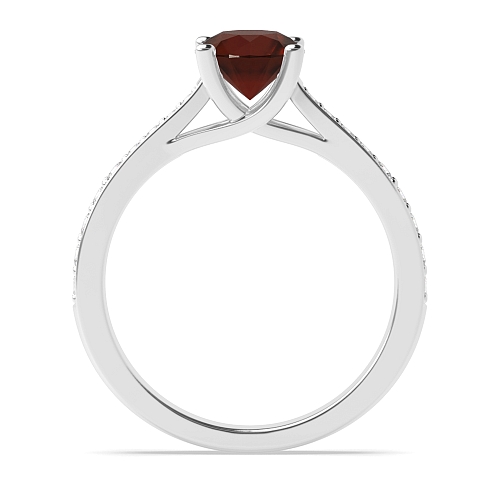 Round Classic tappered shoulder Garnet Engagement Rings
