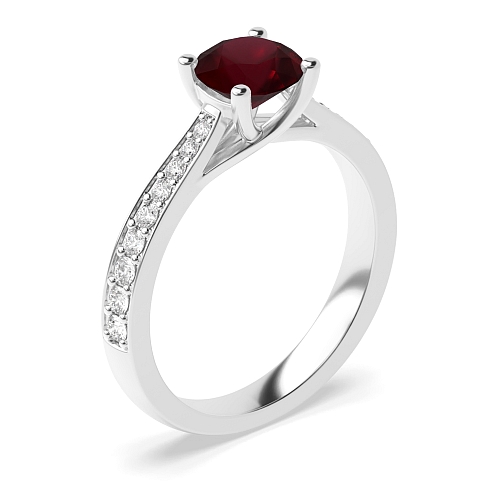 Round Classic tappered shoulder Ruby Engagement Rings