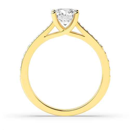 Round Yellow Gold Classic tappered shoulder Engagement Rings