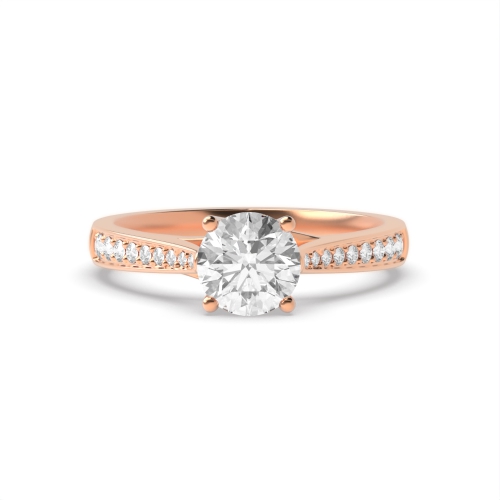 4 Prong Round Rose Gold Taperred shoulder Crossover claw Engagement Rings