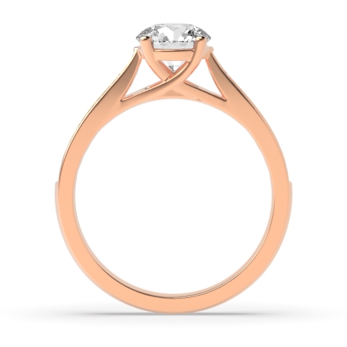 4 Prong Round Rose Gold Taperred shoulder Crossover claw Engagement Rings