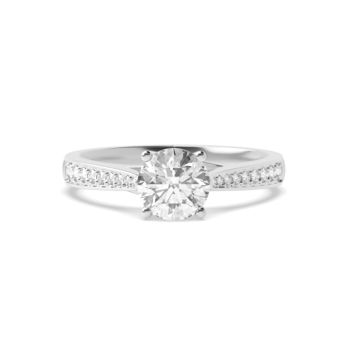 4 Prong Round Taperred shoulder Crossover claw Engagement Rings