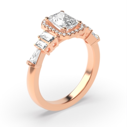 4 Prong Emerald Rose Gold Unique Vintage Wedding Engagement Rings