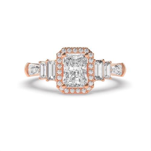 4 Prong Emerald Rose Gold Unique Vintage Wedding Engagement Rings