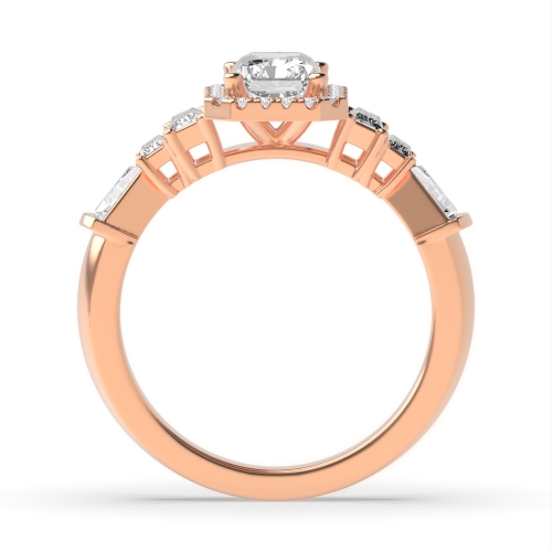 4 Prong Emerald Rose Gold Unique Vintage Wedding Engagement Rings