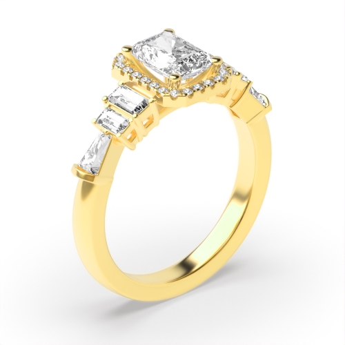 4 Prong Emerald Yellow Gold Unique Antique Engagement Rings