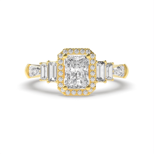 4 Prong Emerald Yellow Gold Unique Antique Engagement Rings