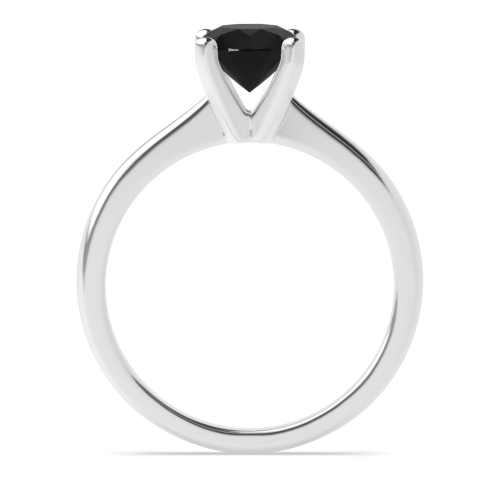 4 Prong Round Peg head tappered shoulder Black Diamond Solitaire Engagement Rings