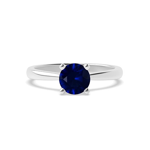 Round Peg head tappered shoulder Blue Sapphire Engagement Rings