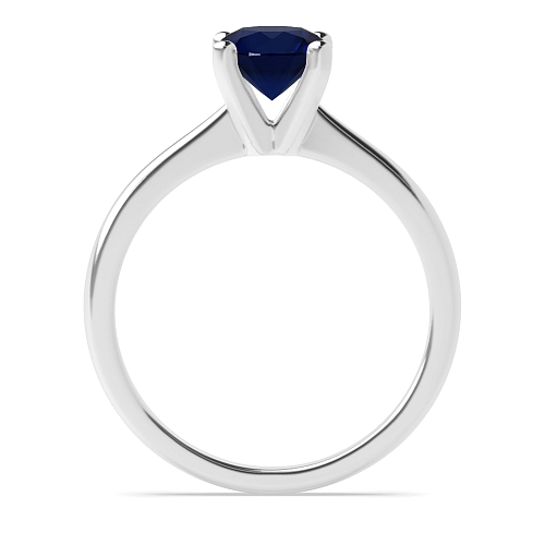 Round Peg head tappered shoulder Blue Sapphire Engagement Rings