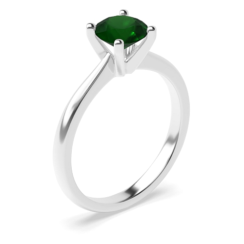 Round Peg head tappered shoulder Emerald Engagement Rings