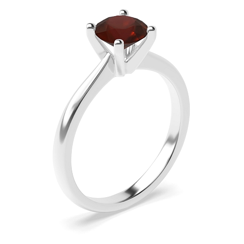 Round Peg head tappered shoulder Garnet Engagement Rings