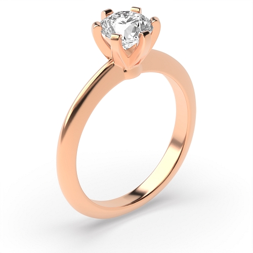 Round Rose Gold High set knife edge Engagement Rings