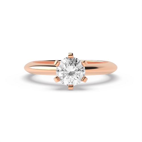 Round Rose Gold High set knife edge Engagement Rings