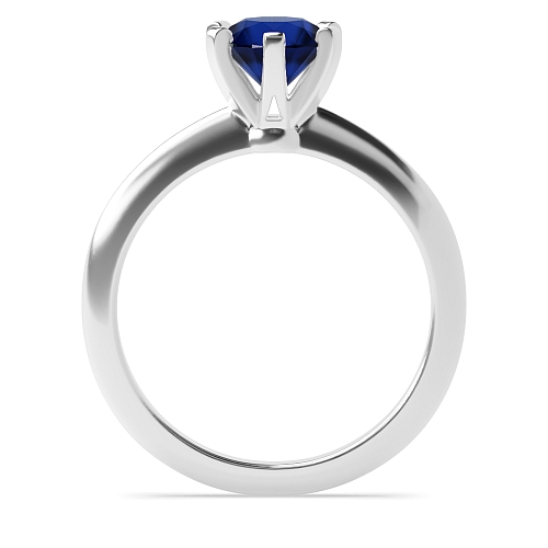 Round High set knife edge Blue Sapphire Engagement Rings