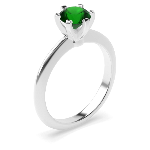 Round High set knife edge Emerald Engagement Rings