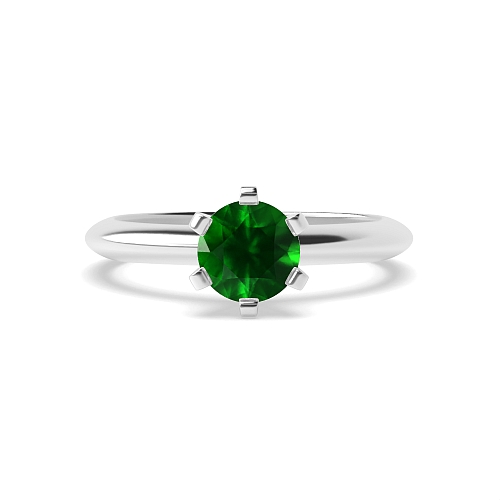 Round High set knife edge Emerald Engagement Rings