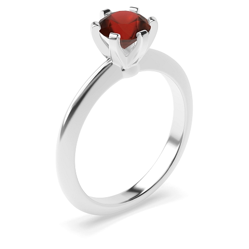 Round High set knife edge Garnet Engagement Rings