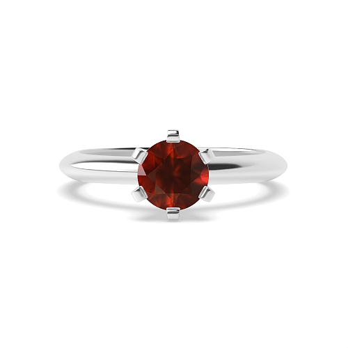 Round High set knife edge Garnet Engagement Rings