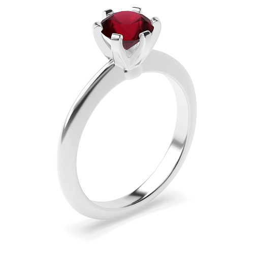Round High set knife edge Ruby Engagement Rings