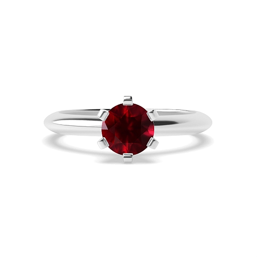 Round High set knife edge Ruby Engagement Rings