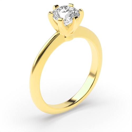 Round Yellow Gold High set knife edge Engagement Rings