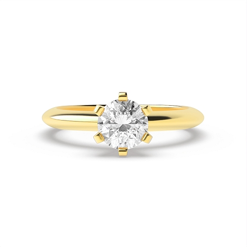 Round Yellow Gold High set knife edge Engagement Rings