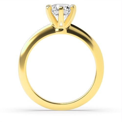 Round Yellow Gold High set knife edge Engagement Rings