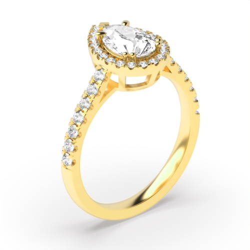 4 Prong Setting Pear Shape Vintage Halo Diamond Engagement Rings