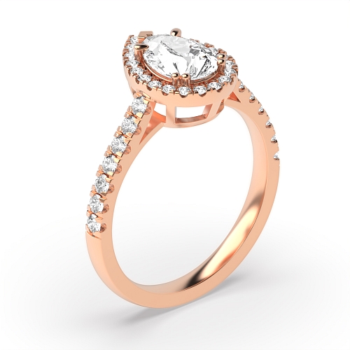 Prong Pear Rose Gold Vintage mid set Engagement Rings