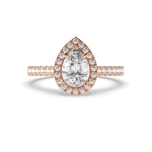 Prong Pear Rose Gold Vintage mid set Engagement Rings