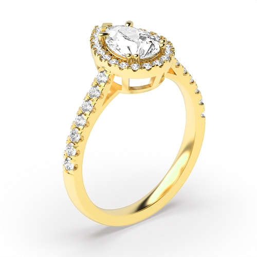 Prong Pear Yellow Gold Vintage mid set Engagement Rings