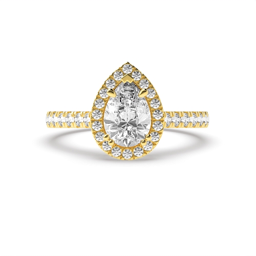 Prong Pear Yellow Gold Vintage mid set Engagement Rings