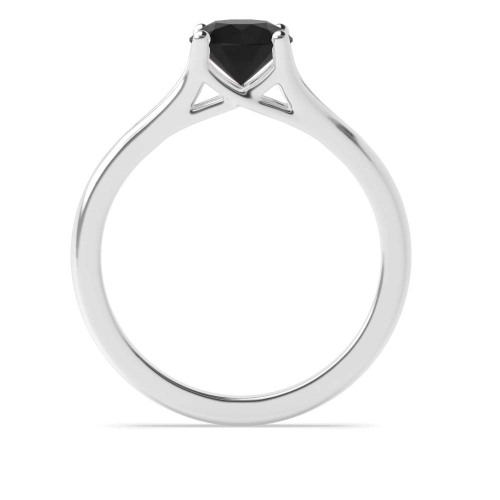 4 Prong Split Shoulder Fish Tail Black Diamond Solitaire Engagement Ring