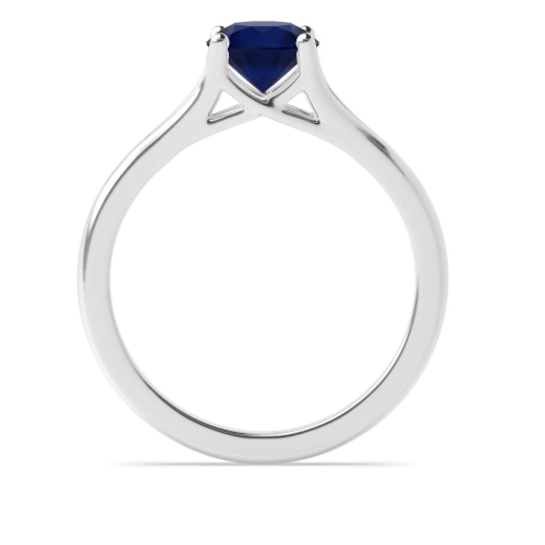 4 Prong Split Shoulder Fish Tail Blue Sapphire Solitaire Engagement Ring