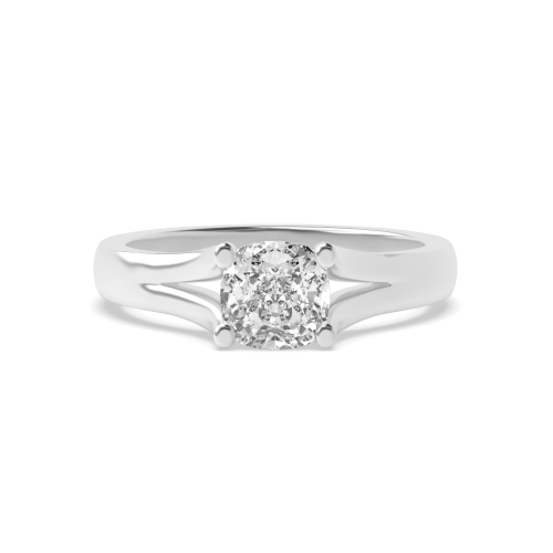 4 Prong Cushion Split Shoulder Fish Tail Solitaire Engagement Ring