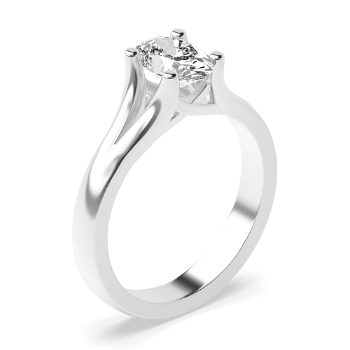 4 Prong Oval Split Shoulder Fish Tail Solitaire Engagement Ring